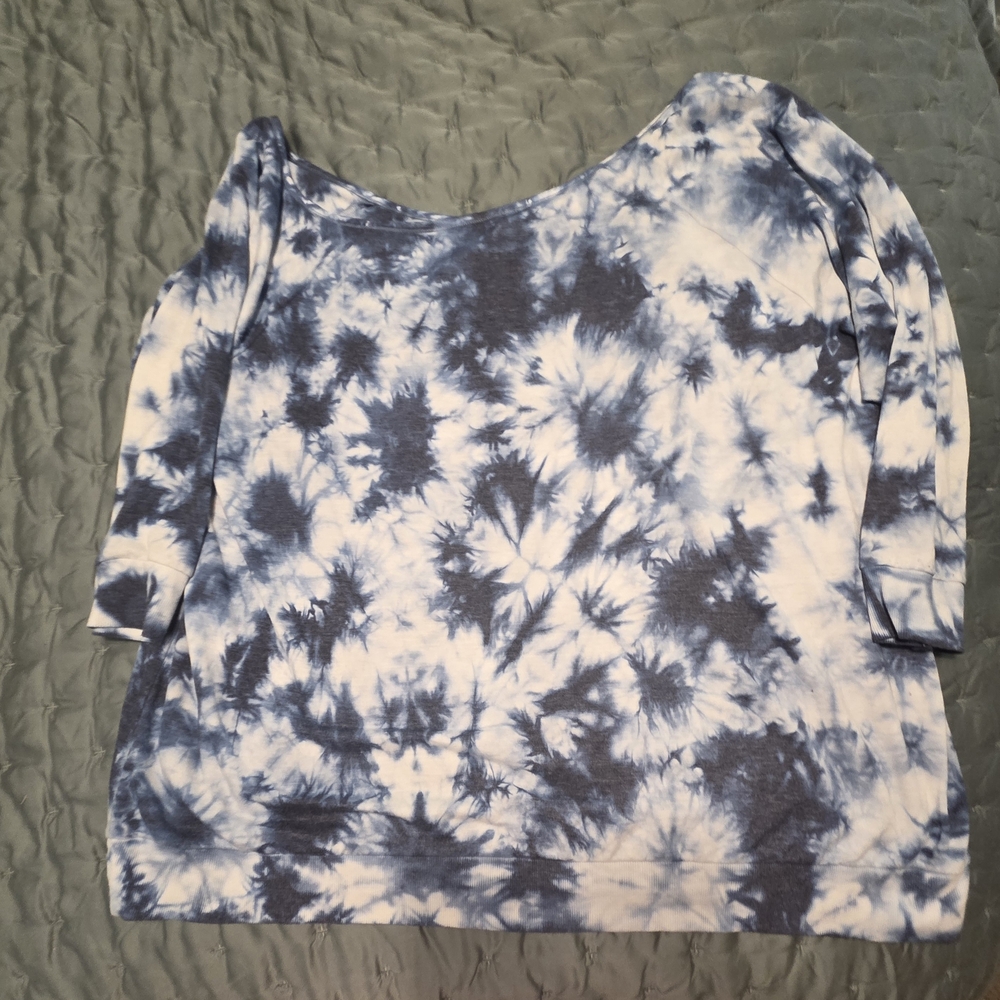 Torrid 6x Blue Tie-Dye Terry Off Shoulder Sweatshirt - Picture 9 of 10